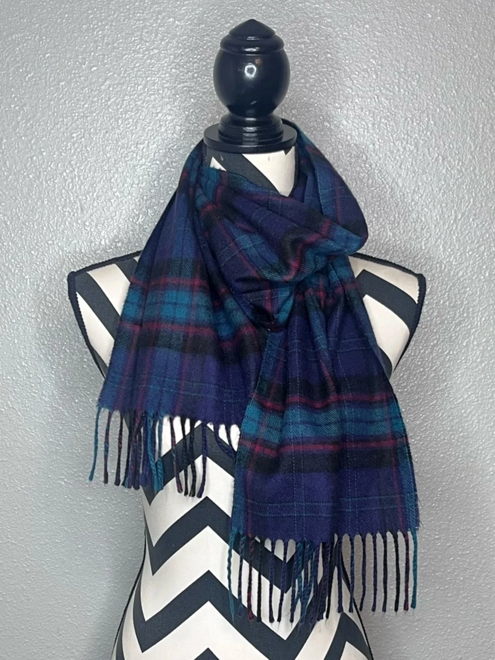 Christian Dior Vintage Dark Plaid Academia Preppy Scarf
